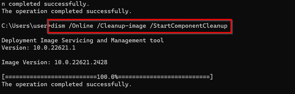 dism startcomponentcleanup