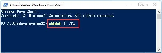 commande chkdsk d : /f