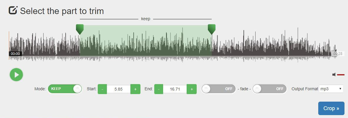 Interface de fonctionnement en ligne Audio Trimmer