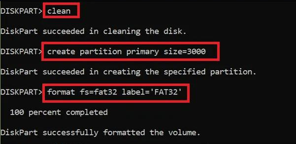 Entrez la commande de création de partition principale