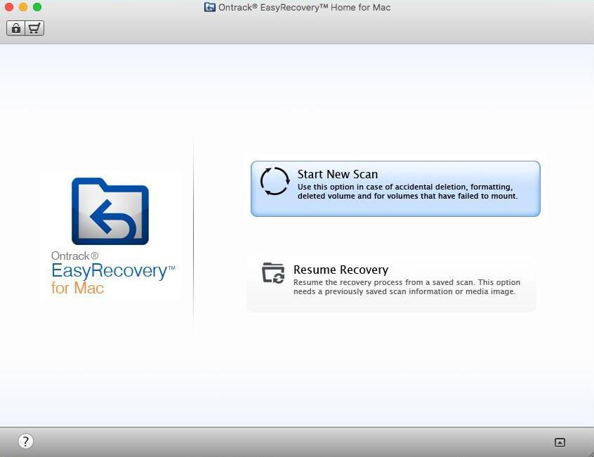 Interface du logiciel Ontrack EasyRecovery Home pour Mac