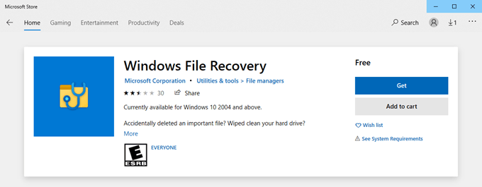 Le travail de récupération des fichiers Windows de Microsoft