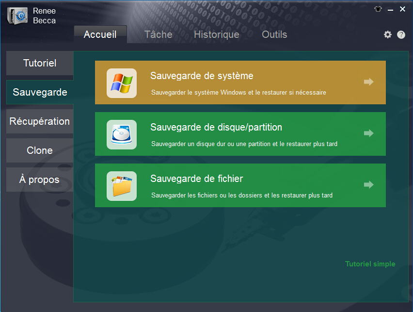 Renee Becca - Logiciel de sauvegarde pour restaurer Windows 8