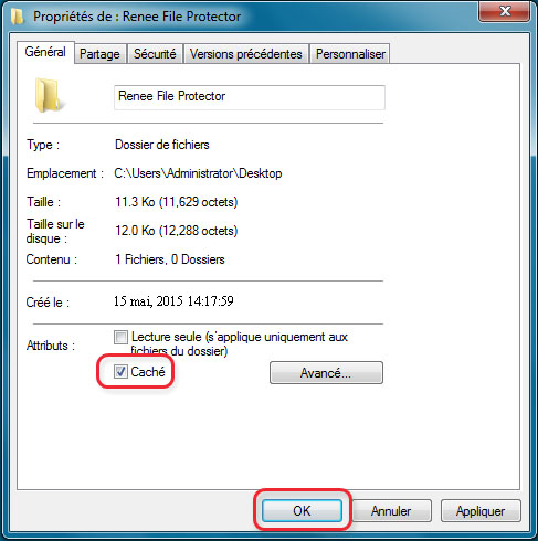 Cacher un dossier-Renee File Protector