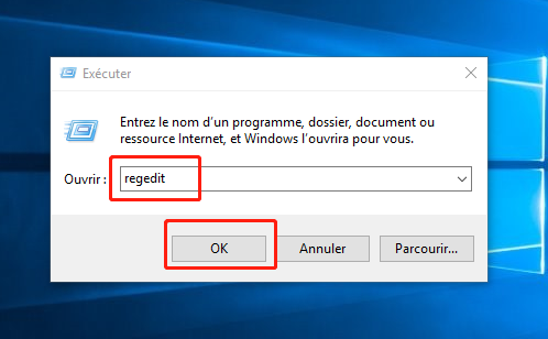 exécuter regedit exe et ouvrir l'éditeur de registre