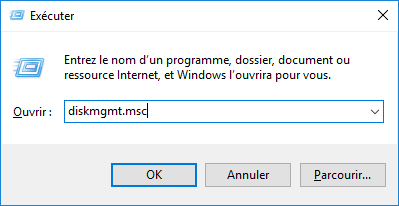 exécuter la gestion du disque