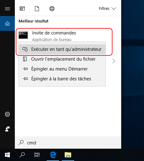 Windows, cmd, exécuter en tant qu'administrateur