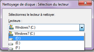 nettoyage du disque sélection du lecteur