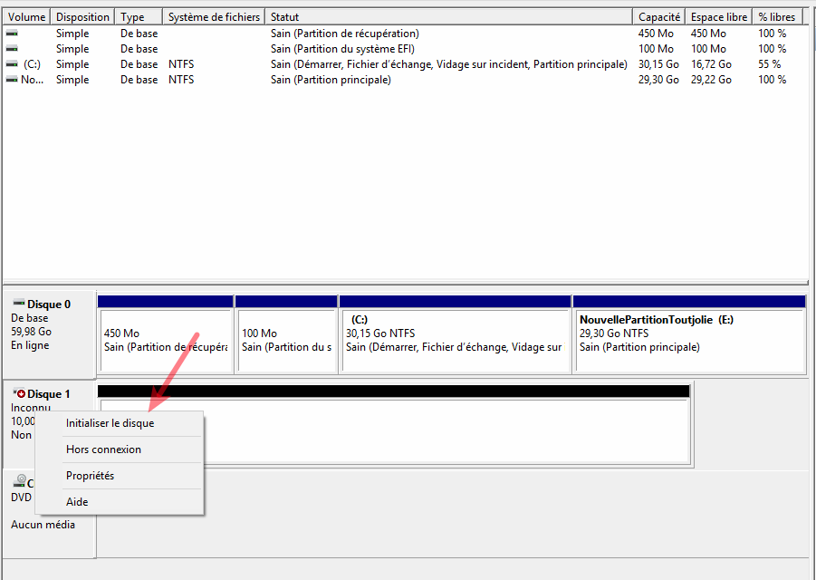 comment initialiser un disque étape 2