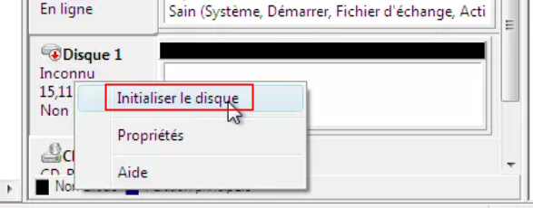 comment initialiser le disque sous windows