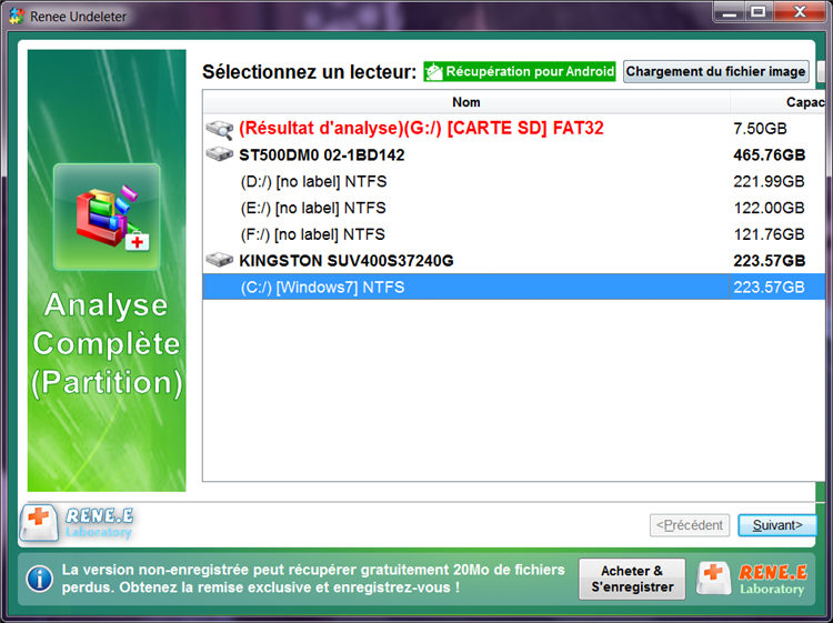 choisir un disque à analyser