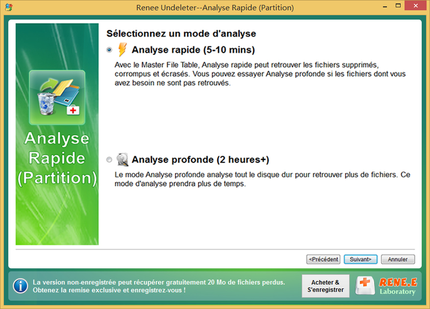 Sélectionnez Analyse rapide dans Analyse Rapide(Partition)