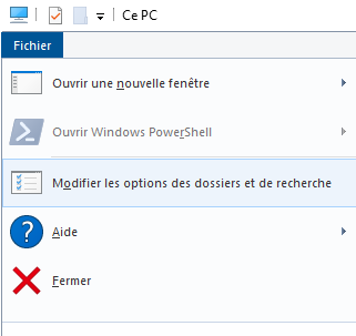 modifier les options des dossiers et de recherche