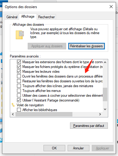 ouvrir les fenêtres des dossier dans un processus différent