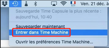 Entrer dans Time Machine MacOS