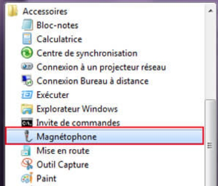 magnétophone sous Windows 7