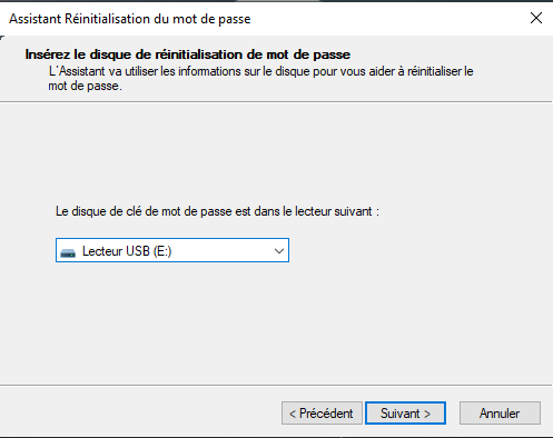 Disque de réinitialisation du mot de passe Windows 7 Insert