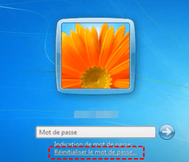 Écran de connexion Windows 7 cliquer sur réinitialiser le mot de passe