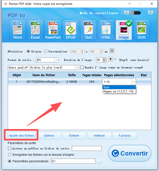 ajouter fichier pdf et convertir en image