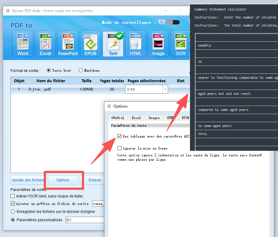 convertir pdf en tableau ascii