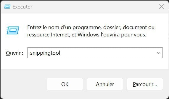 exécuter snippingtool